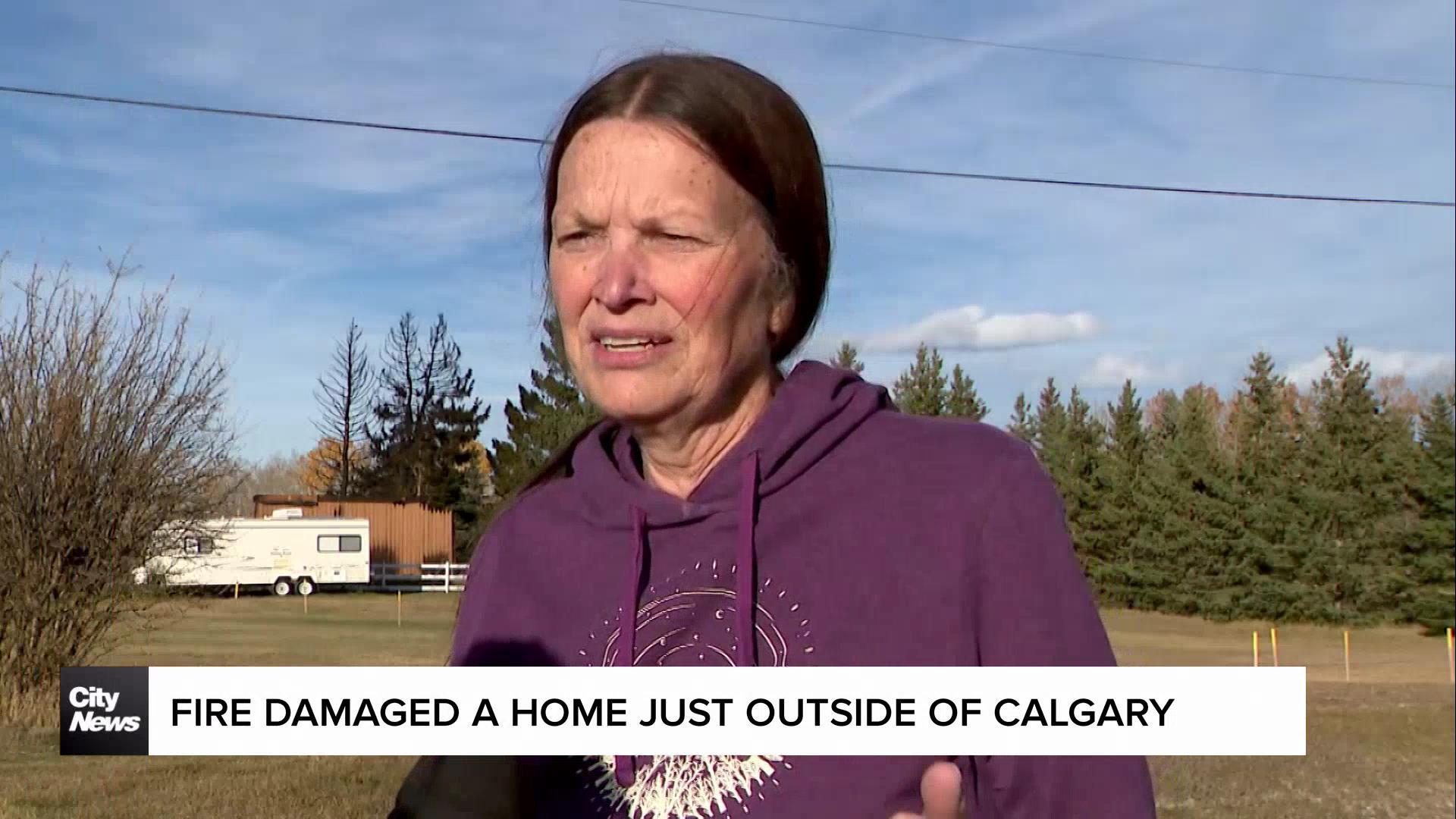 Fire damaged house just outside of Calgary