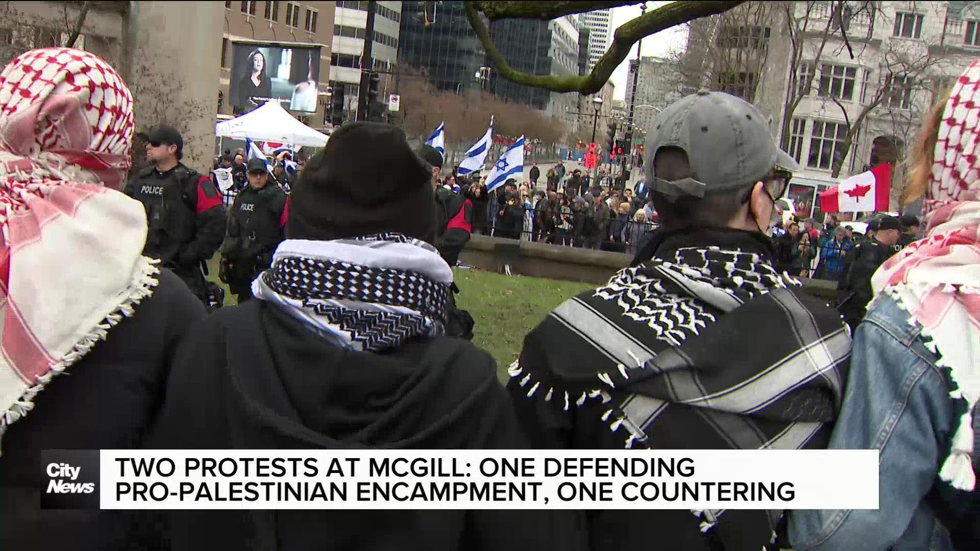 Opposing protests at Montreal's McGill amid pro-Palestinian encampment