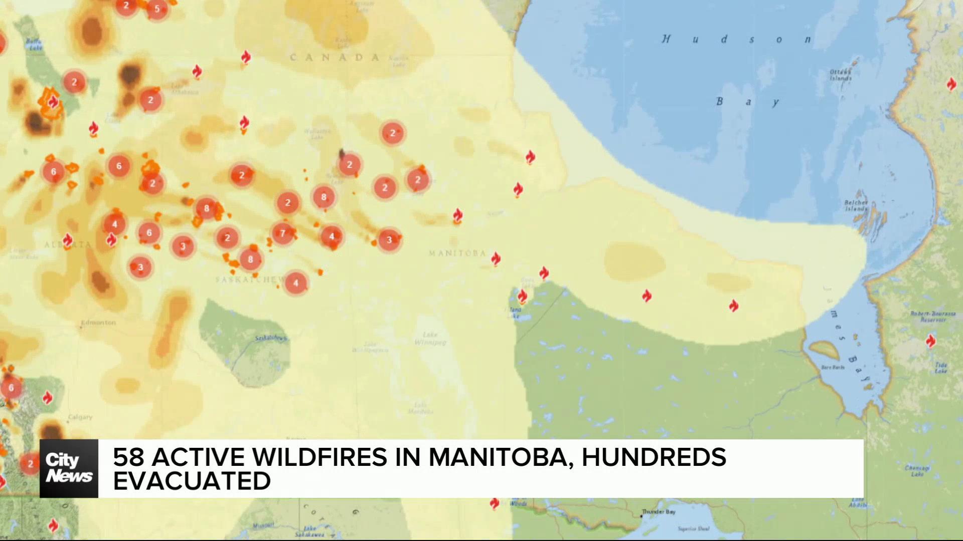 Dozens of wildfires spread across the country, as hundreds are evacuated in Manitoba