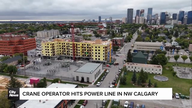 Crane operator hits power line in NW Calgary