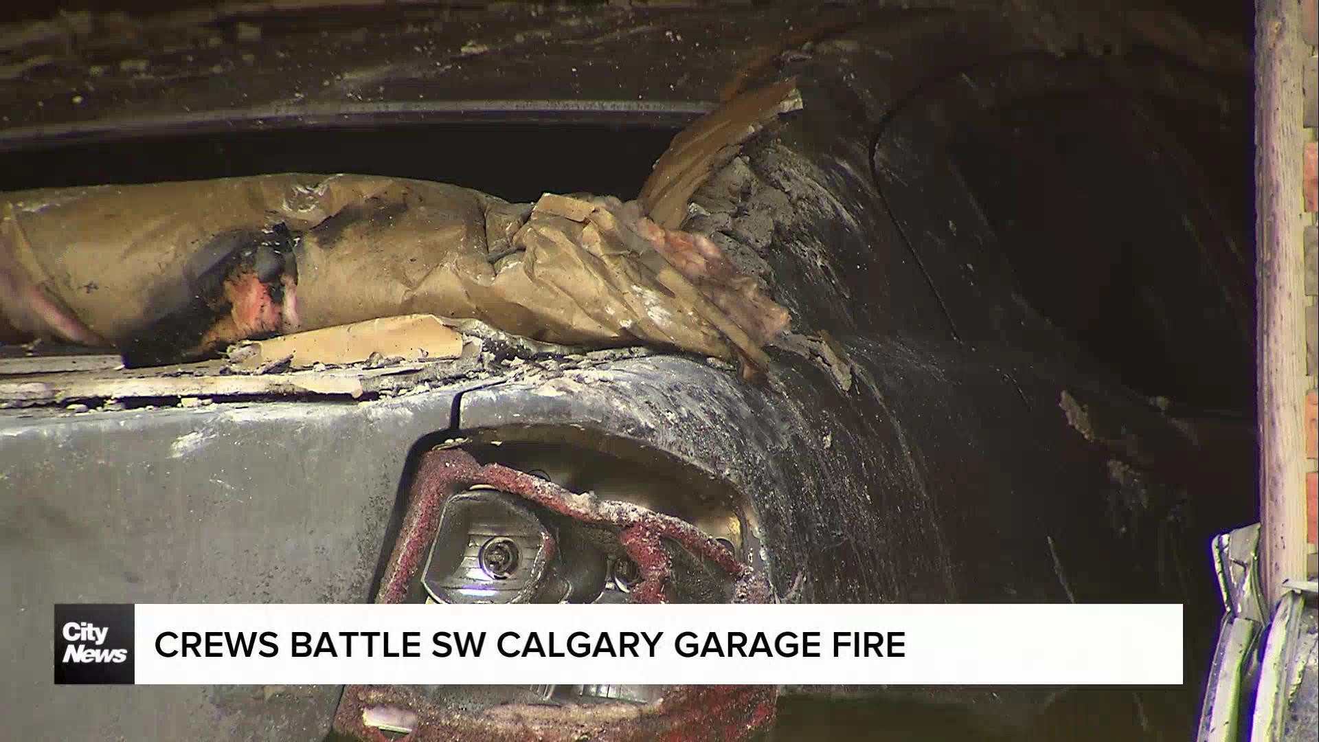 Crews battle SW Calgary garage fire