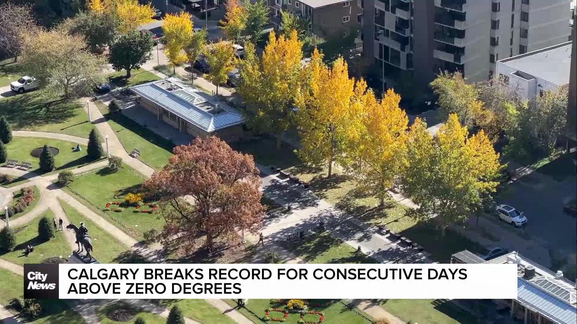 Calgary breaks record for consecutive days above zero degrees