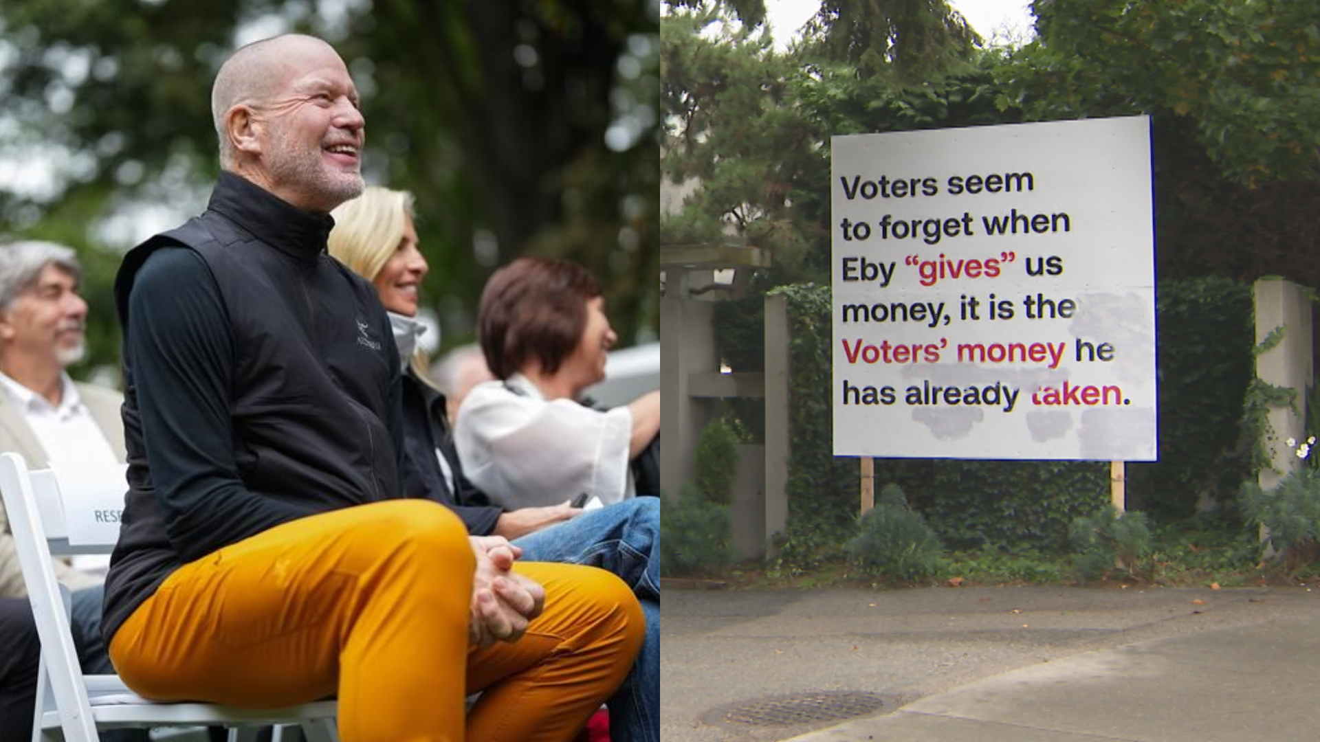 Billionaire Chip Wilson’s feud with BC NDP escalates with new sign