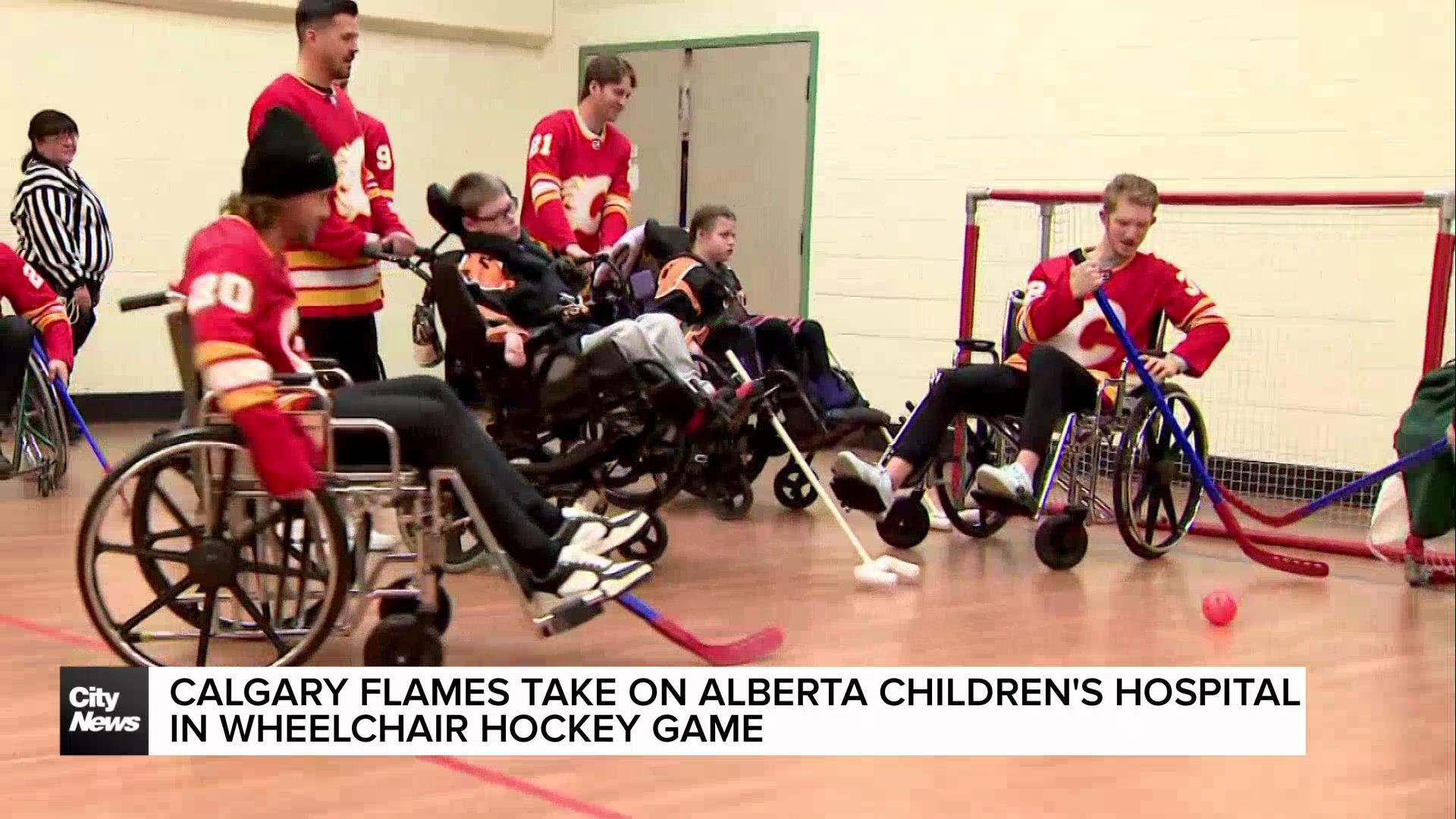 Calgary Flames take on Alberta Children's Hospital in wheelchair hockey game