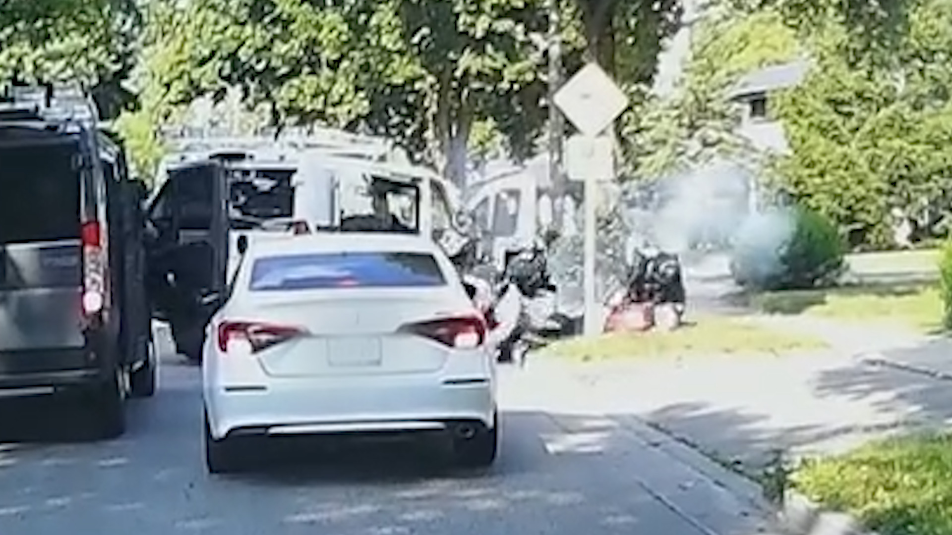 Dashcam video shows dramatic surprising arrest of e-biker