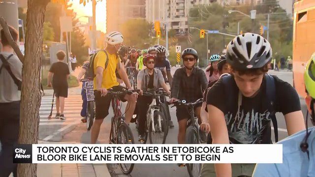 Toronto cyclists gather as Bloor bike lane removals set to begin