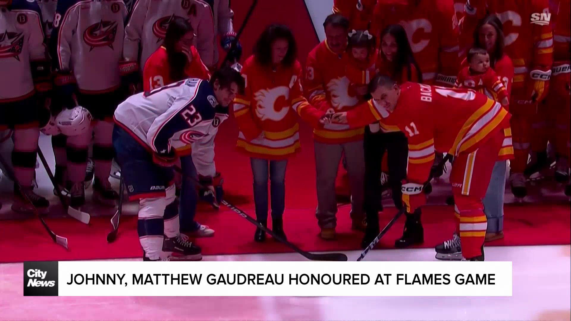 Johnny, Matthew Gaudreau honoured at Flames game