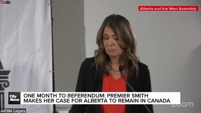 One month to referendum: Smith makes her case for Alberta to remain in Canada