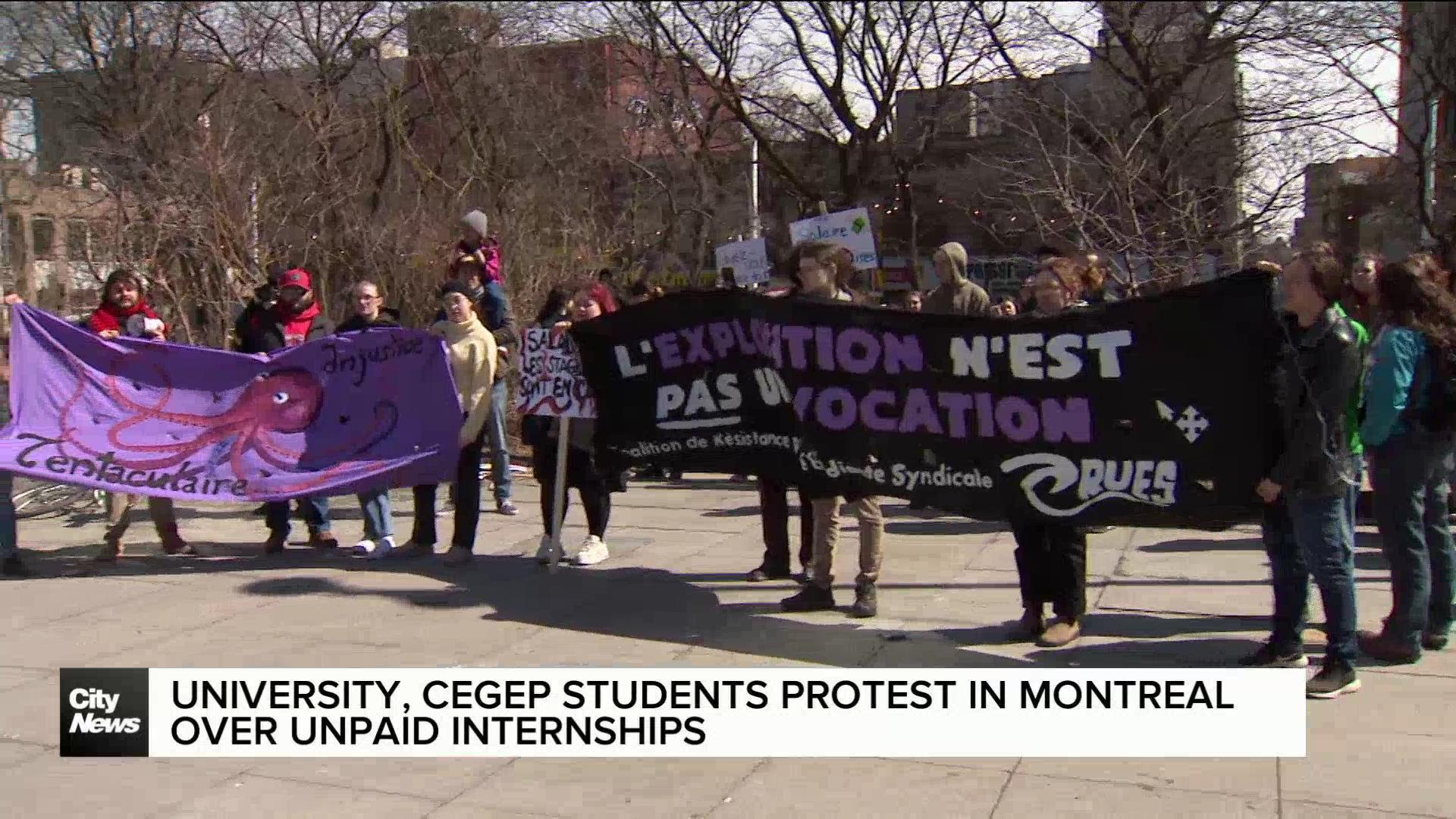 Student protest in Montreal over unpaid internships