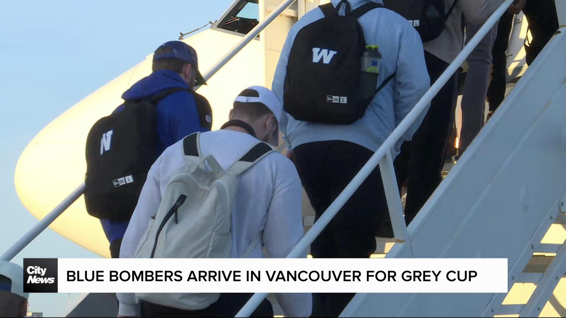 Blue Bombers arrive in Vancouver for Grey Cup