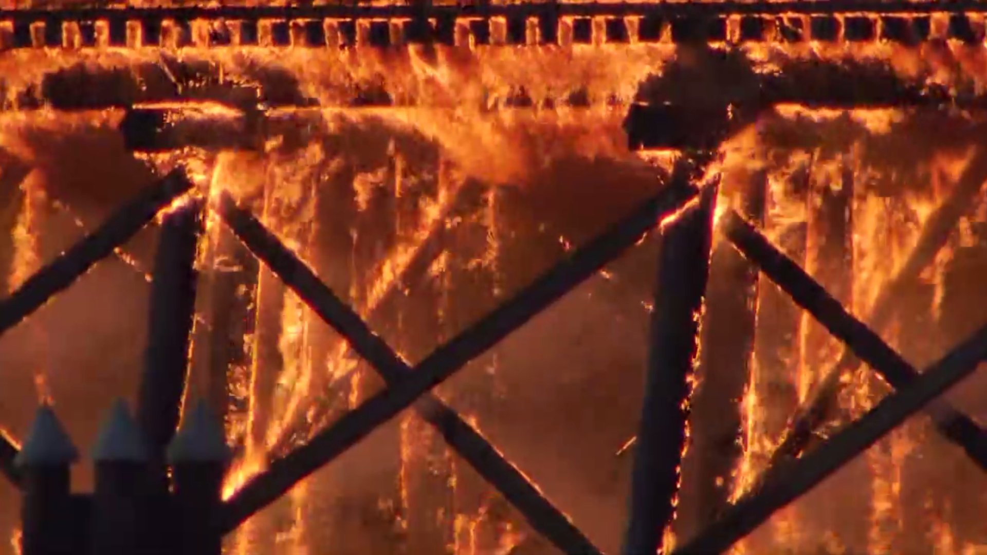 Large fire engulfs inactive rail trestle between Richmond and Vancouver