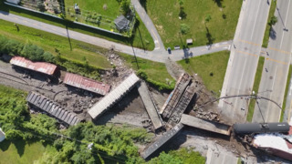 CN freight train derailment northeast of Montreal