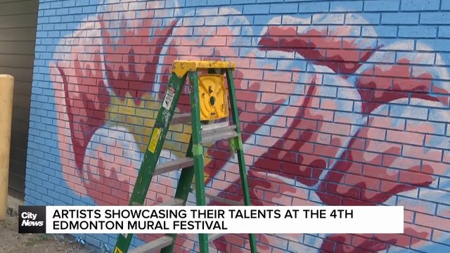 Mural artists popping out during Edmonton Mural Festival