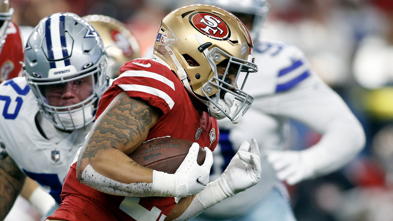 Elijah Mitchell player props odds, tips and betting trends for the NFL  Playoffs