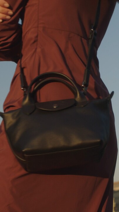 Longchamp black Medium Leather Le Pliage Xtra Top-Handle Bag