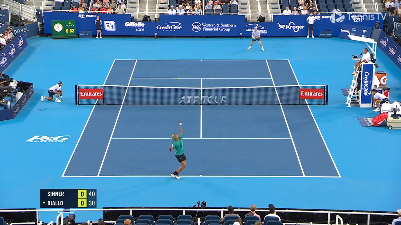 Gabriel Diallo's vicious kicker to the ad court leaves Jannik Sinner with no chance of returning it. Watch live & on demand at TennisTV.com.