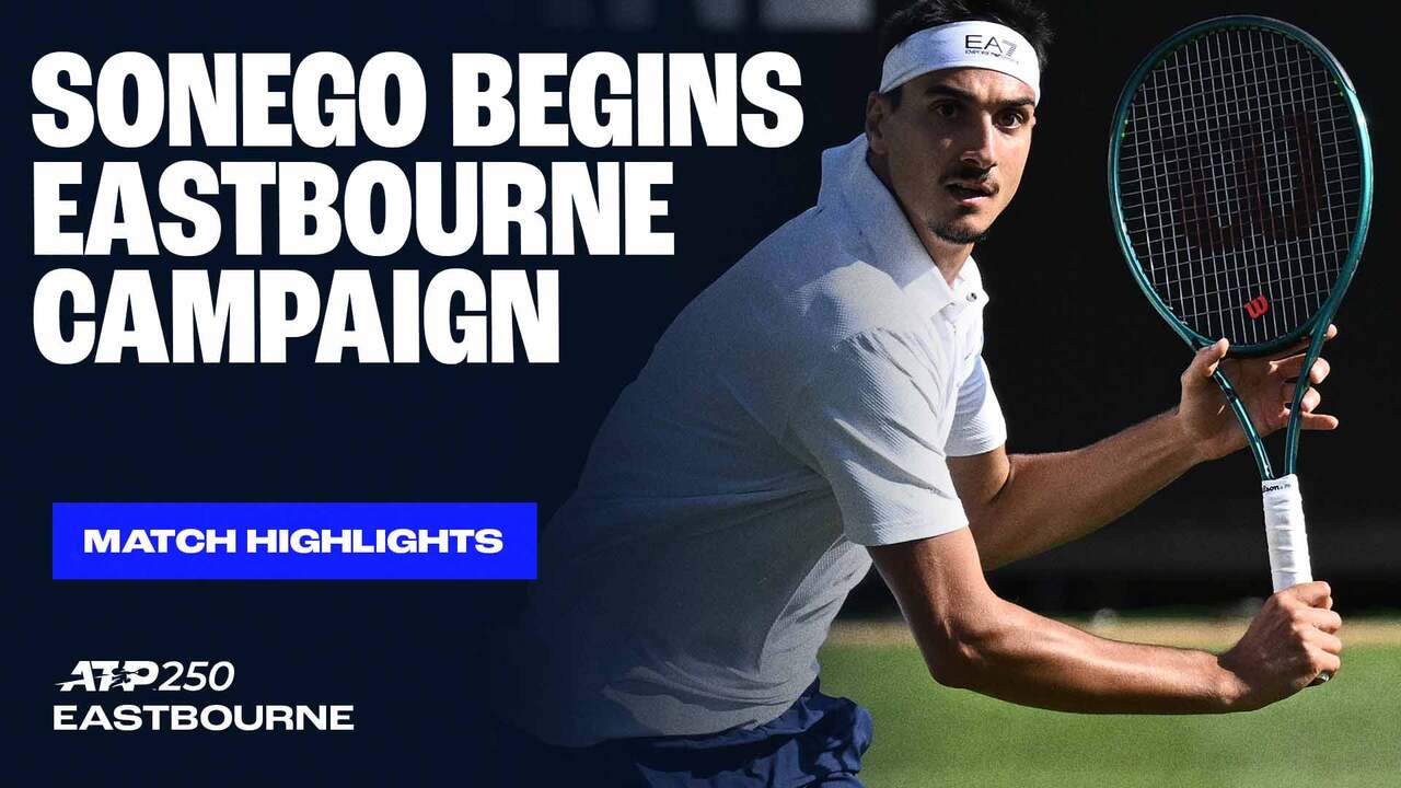 Lorenzo Sonego wins his Eastbourne opener without dropping serve. Watch live & on demand at TennisTV.com.