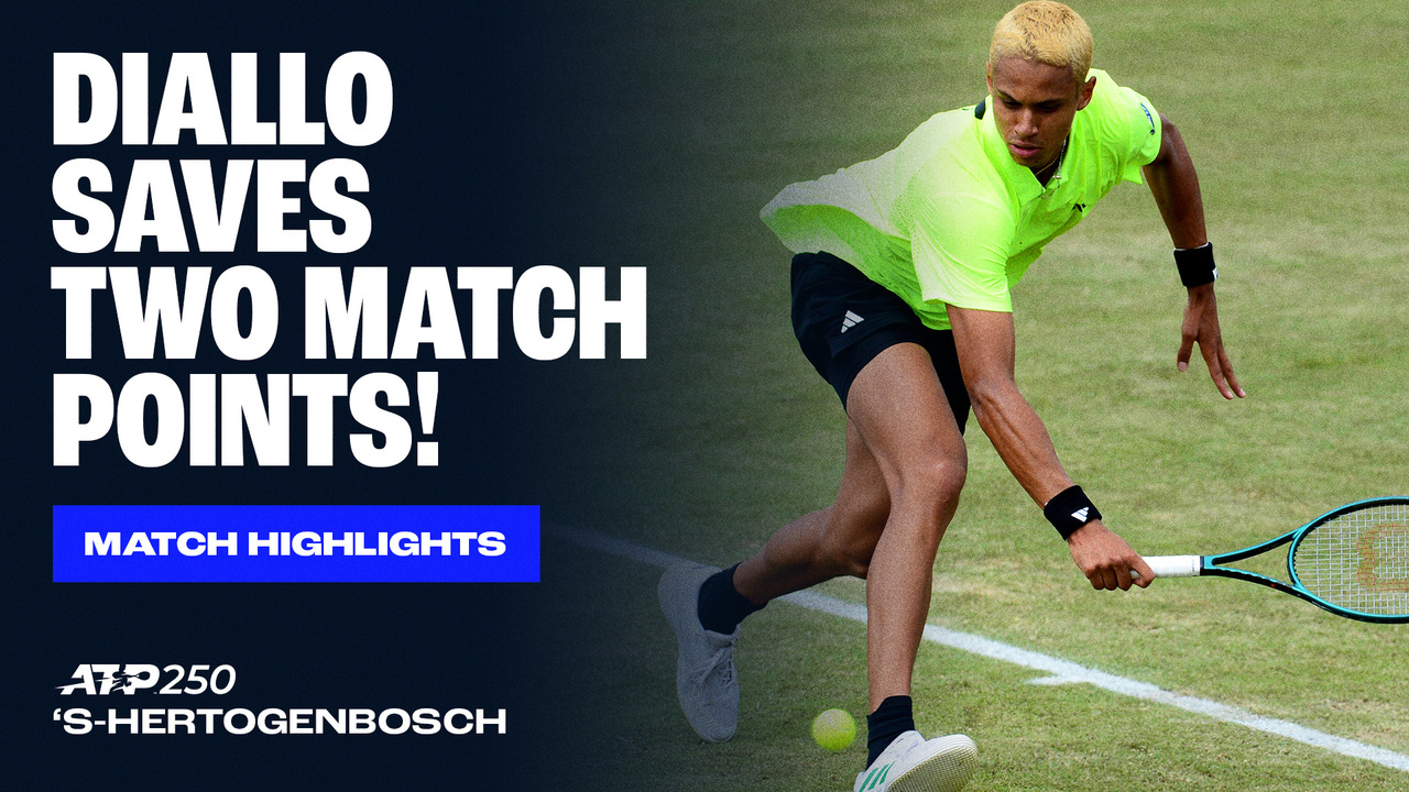 Highlights: Diallo rallies past Thompson in nail-biting 's-Hertogenbosch 2025 win