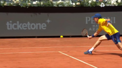 Hot Shot: Bautista Agut shows the youngster how it's done in Rome