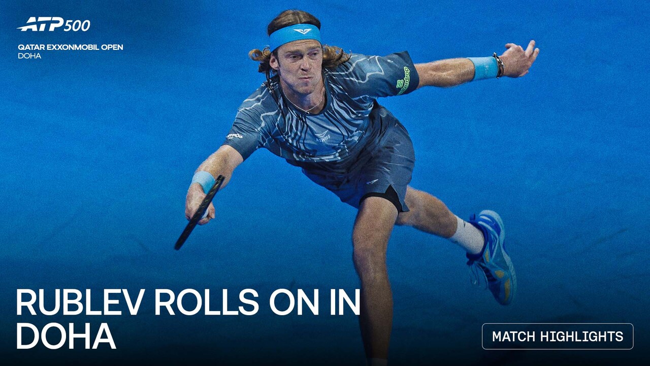 Highlights: Defending champ Rublev eases past Marozsan in Doha 2026