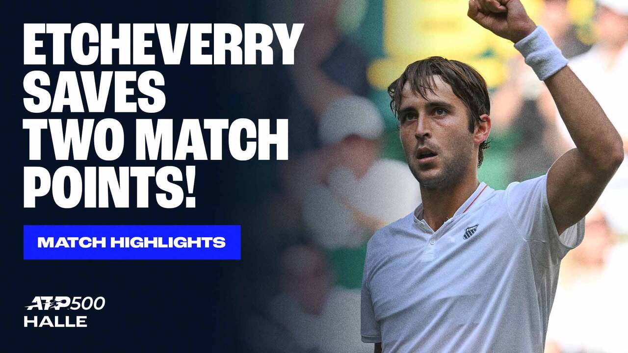 Highlights: Etcheverry saves 2 MPs, stuns Rublev to reach QFs in Halle 2025