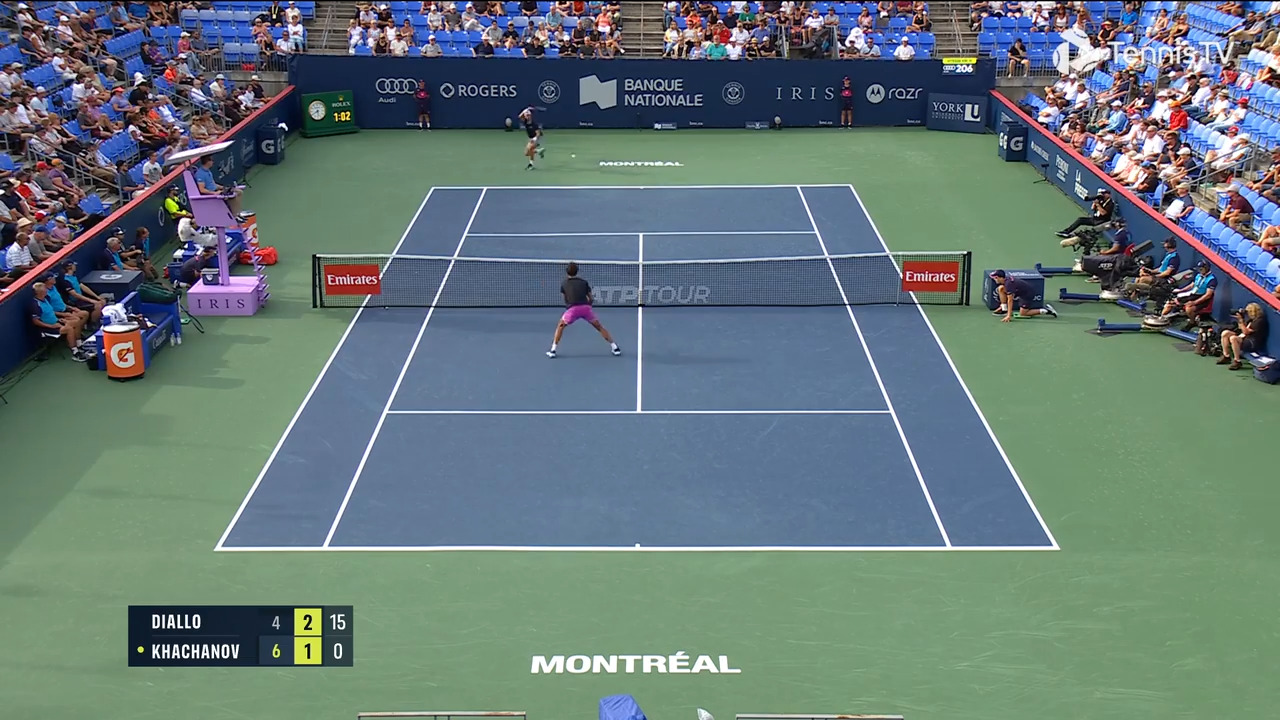 Hot Shot: Khachanov stretches for stylish passing shot in Montreal 2024