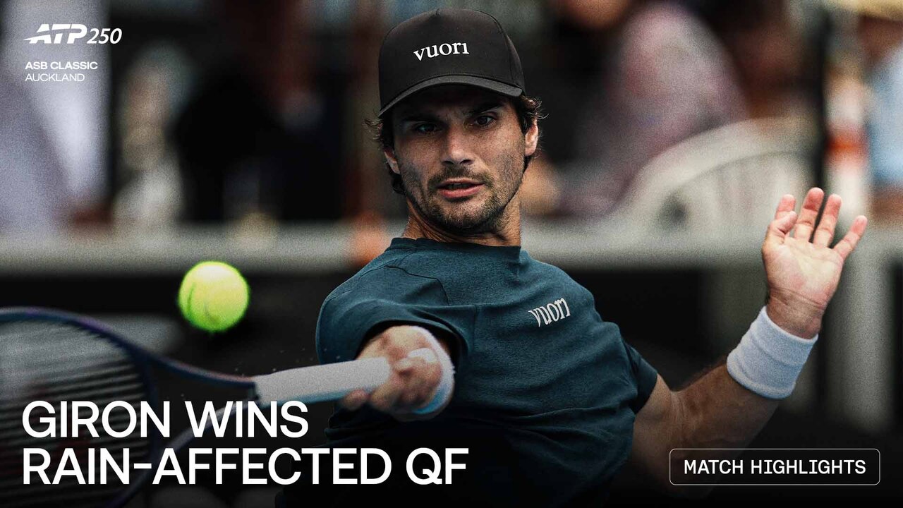 Highlights: Giron keeps his cool to sink Darderi in wet Auckland 2026