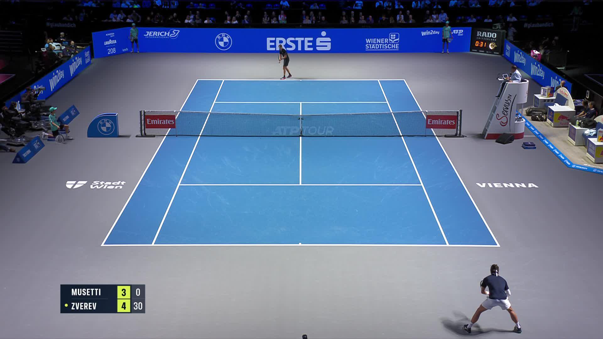 Hot Shot: Zverev bosses Musetti with fierce forehands in Vienna 2025