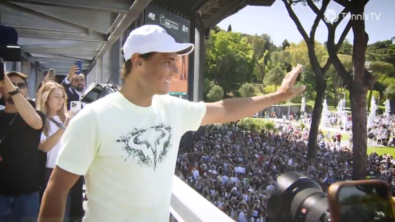 Nadal greeted by incredible sea of fans as he departs Rome