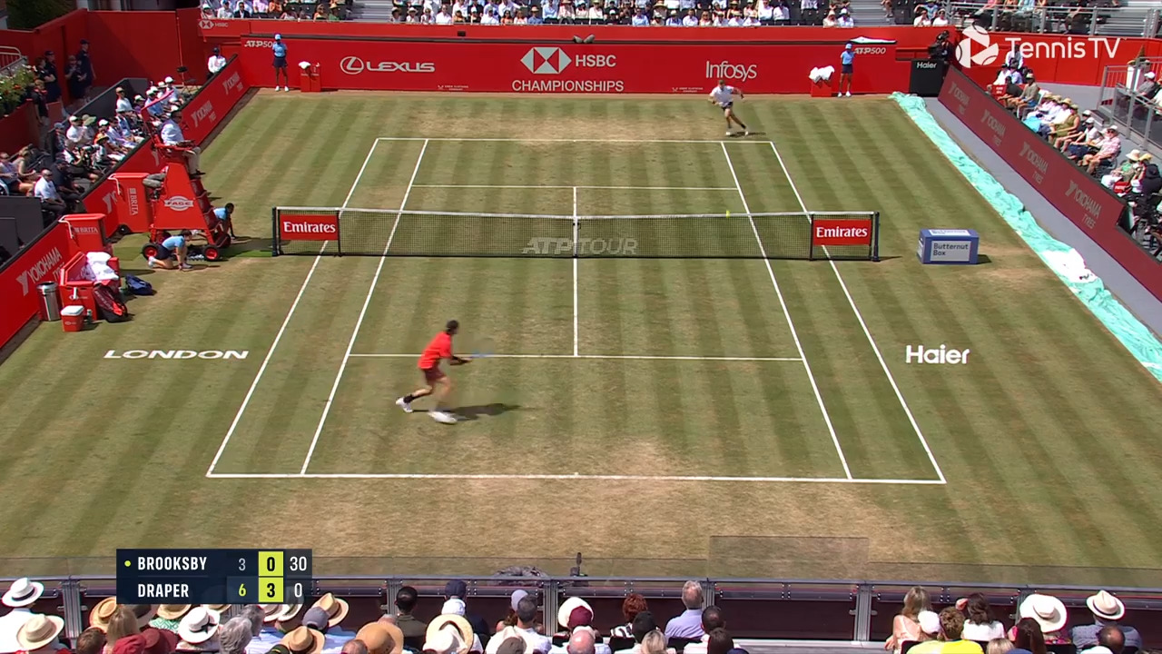 Jack Draper ends an entertaining point with authority at Queen's Club. Watch live & on demand at TennisTV.com.