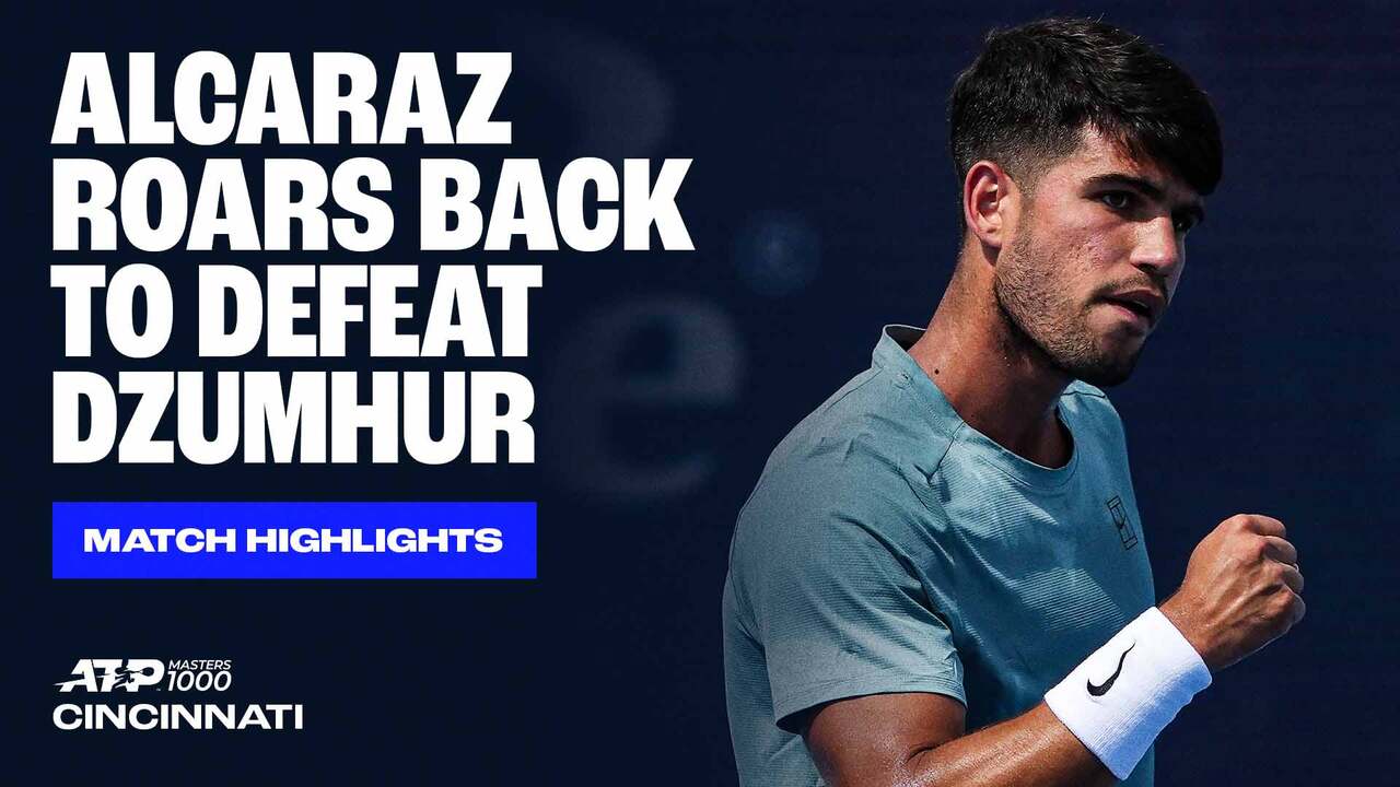 Watch Carlos Alcaraz win his opening match at the Cincinnati Open by edging Damir Dzumhur on Sunday. Watch live & on-demand at tennistv.com.
