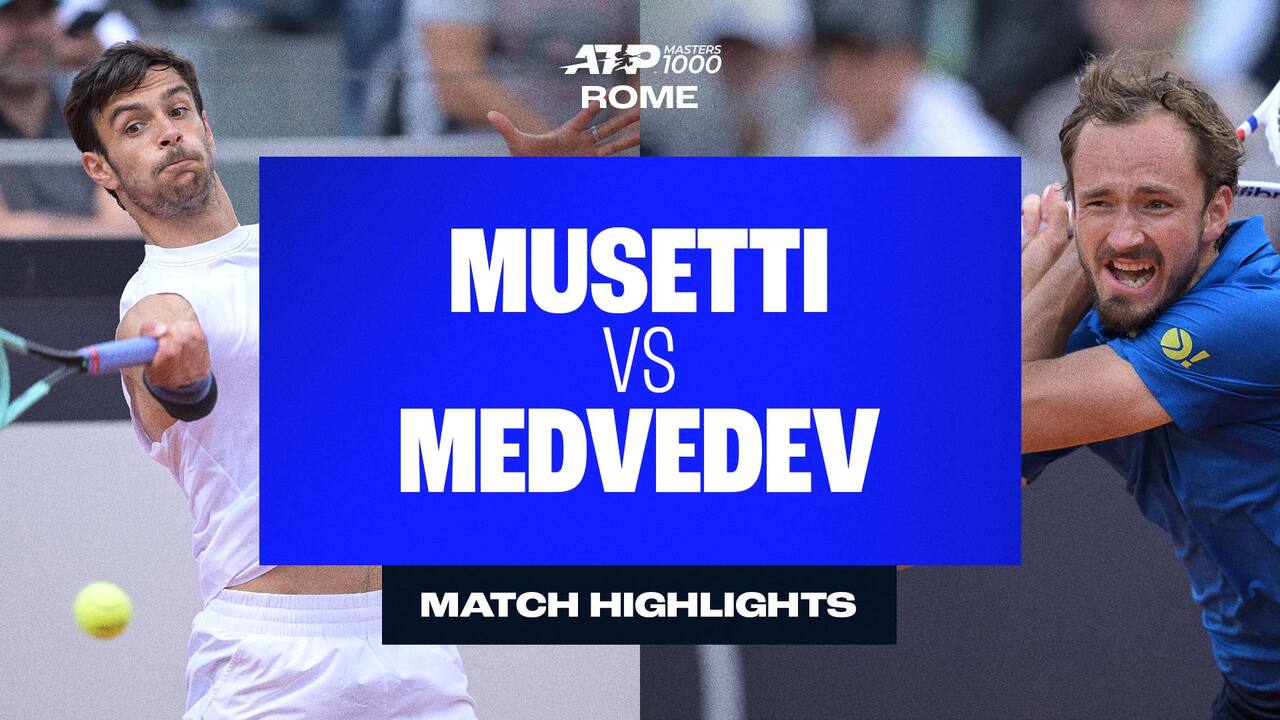 Highlights: Musetti beats Medvedev & rain in dramatic Rome 2025 clash