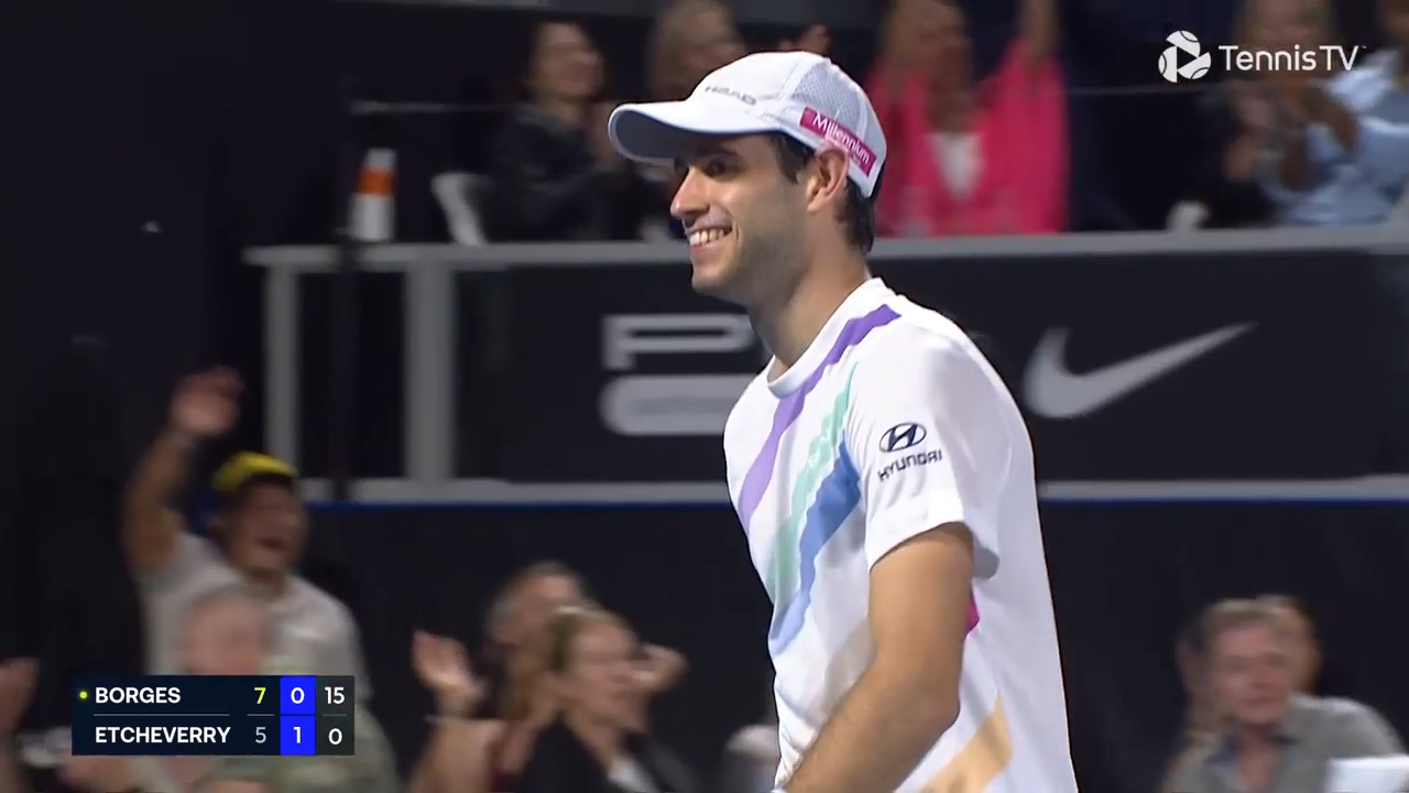 Hot Shot: Borges can't help but smile after denying Etcheverry's tweener in Auckland