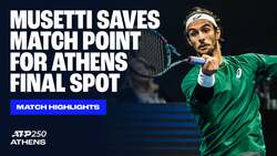 Highlights: Musetti saves 1 MP to battle past Korda in Athens 2025 SF