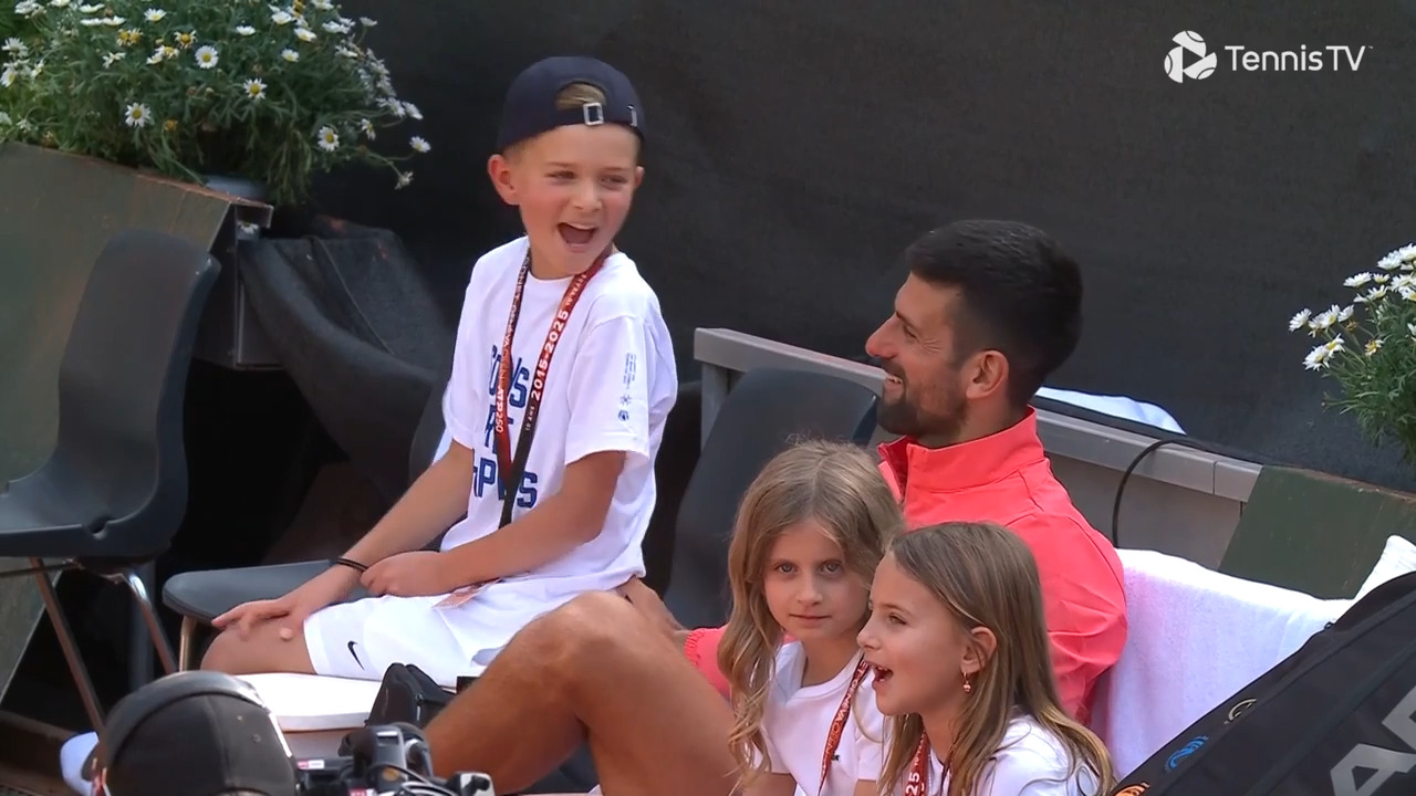 Watch: Djokovic celebrates 100th title with daughter Tara and son Stefan
