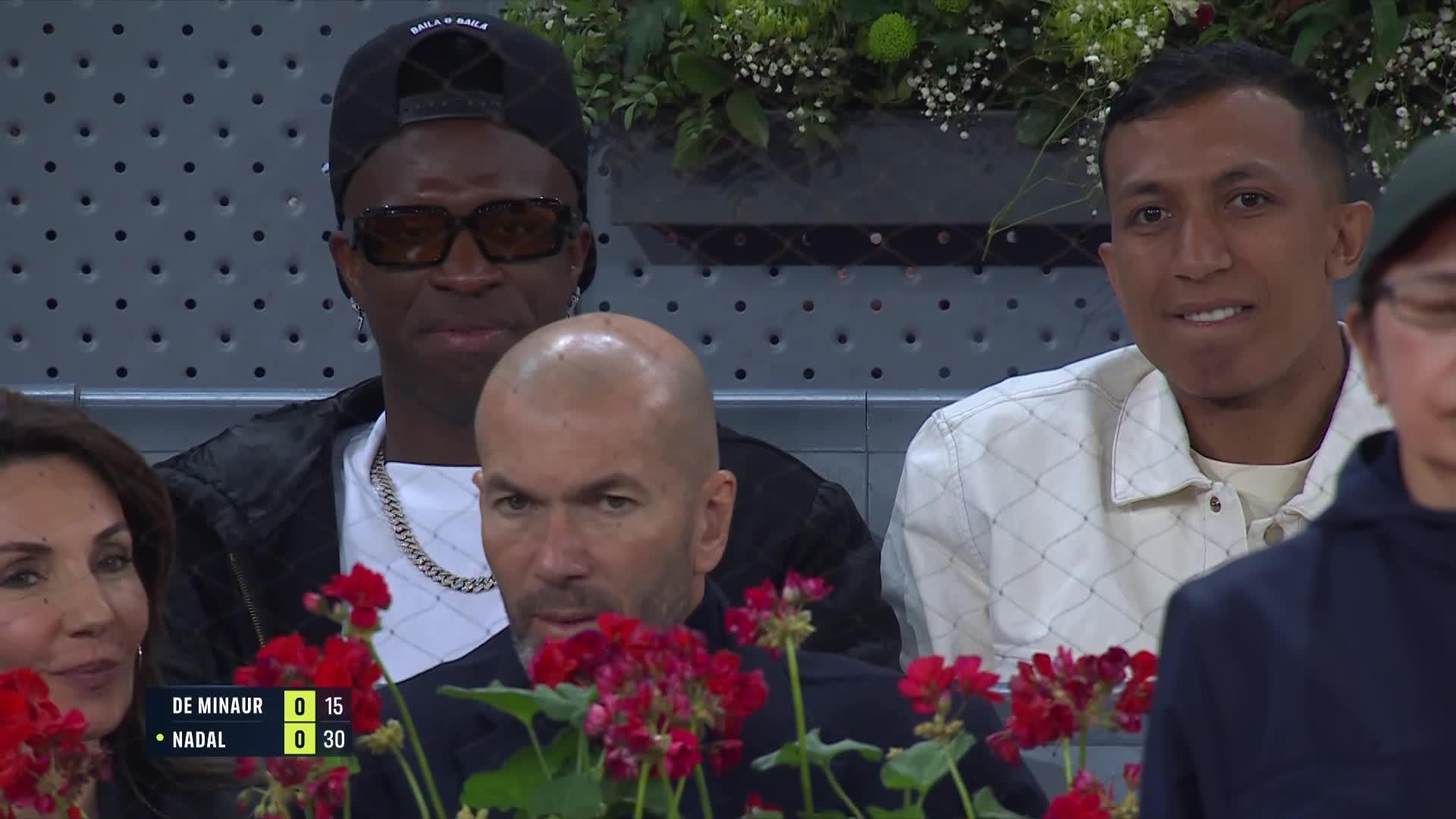 Football stars Zidane, Vinicius Jr. in the house for Nadal vs. De Minaur in Madrid 2024