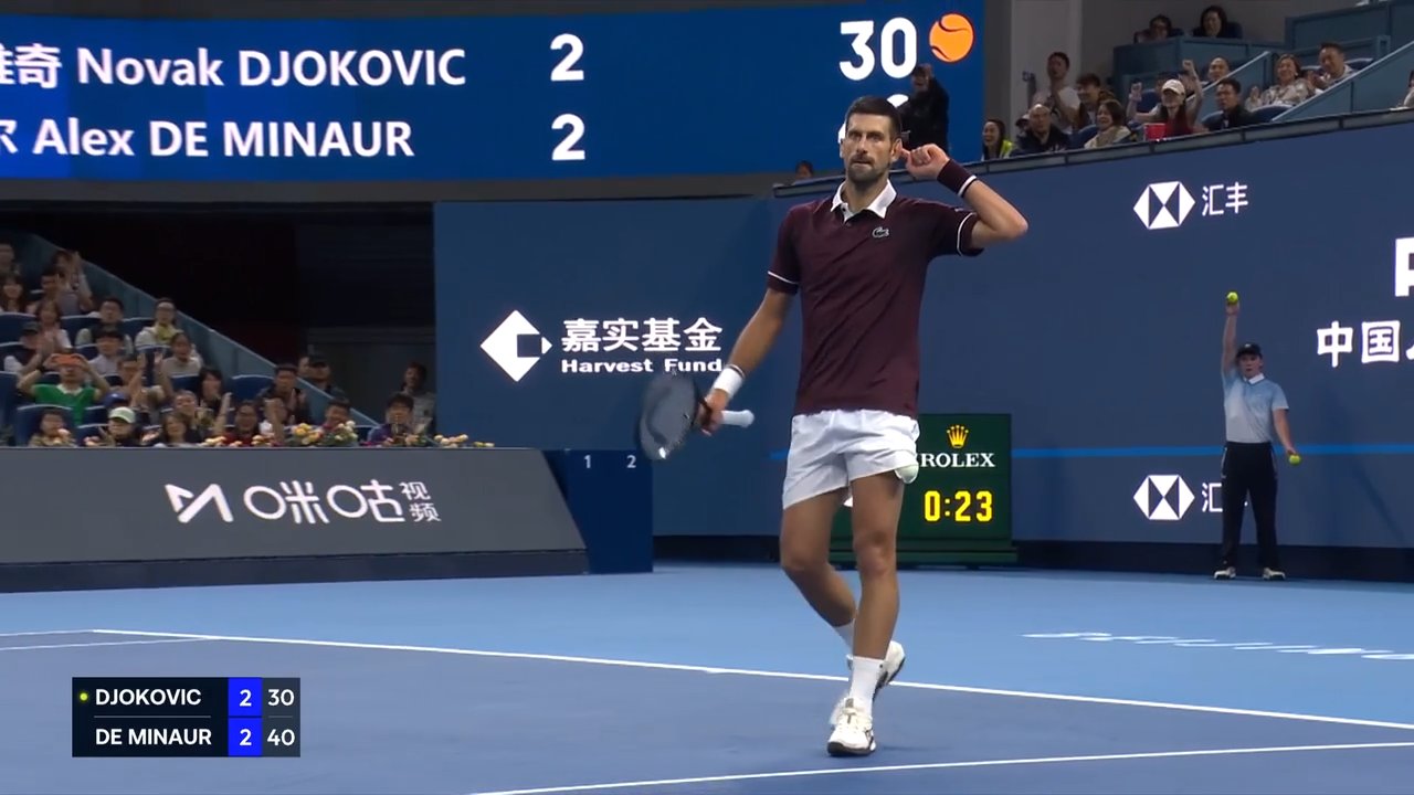 Hot Shot: I can't hear you! Djokovic saves BP in style in Beijing final