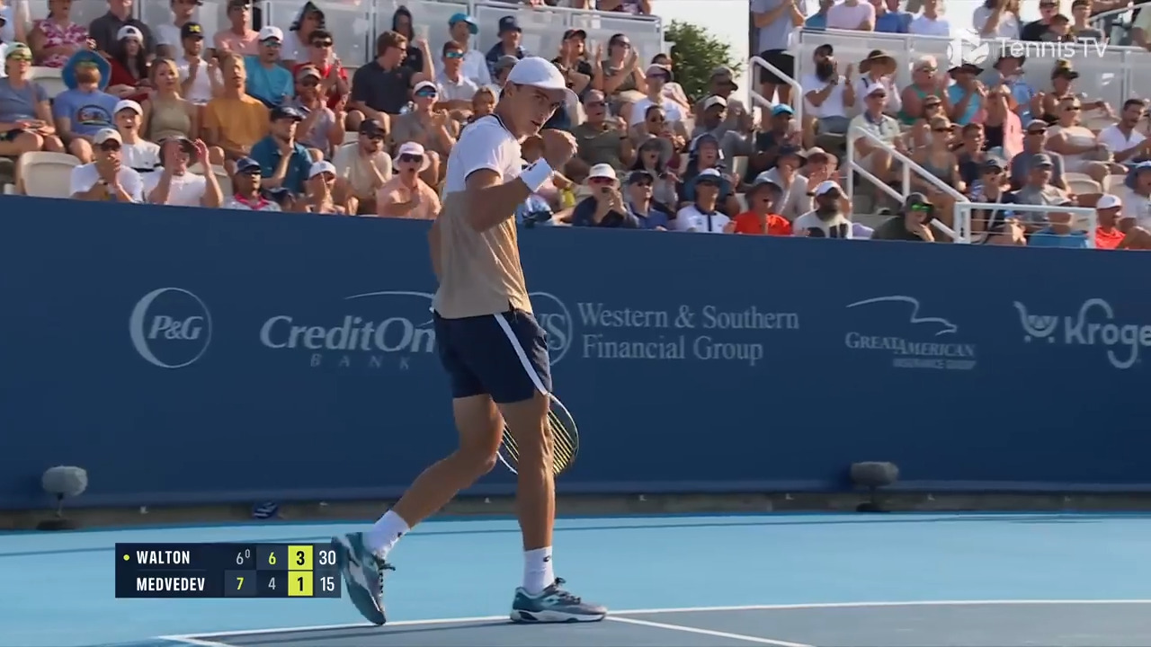 Watch Adam Walton power an exquisite forehand pass vs. Daniil Medvedev in Cincinnati on Sunday. Watch live & on-demand at tennistv.com.