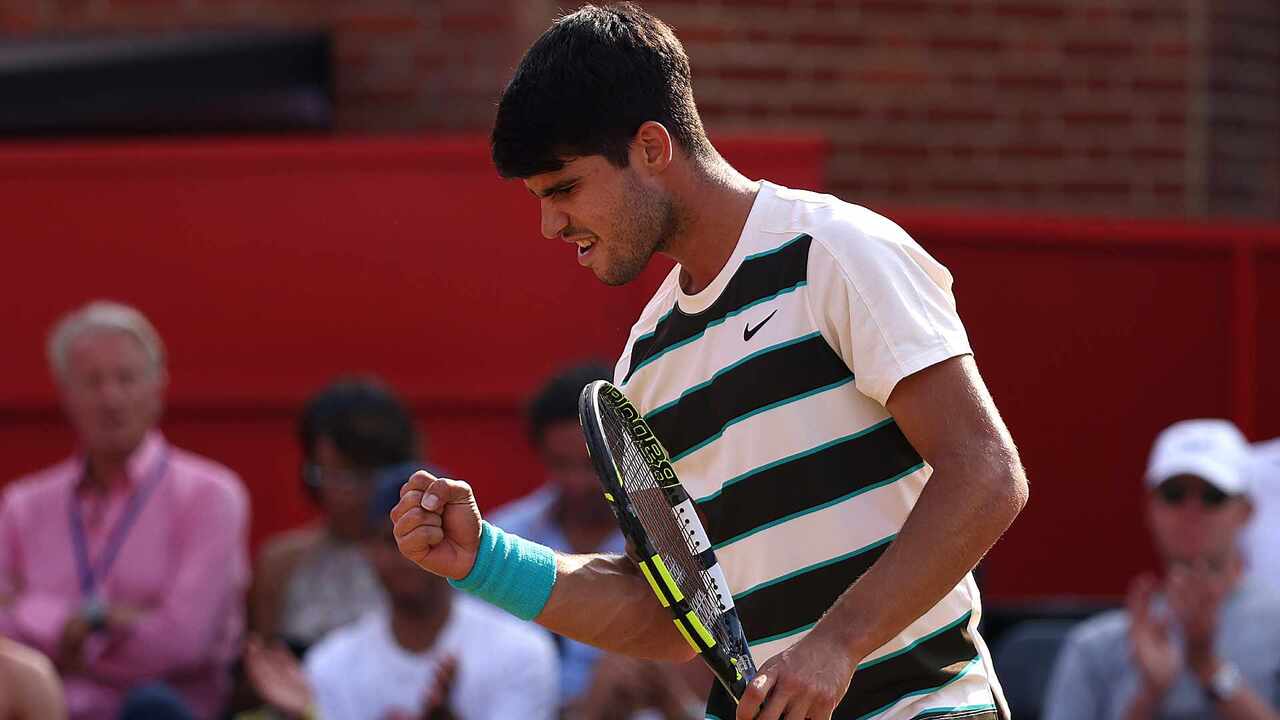 Watch Carlos Alcaraz's brilliance at the net at Queen's Club on Thursday. Watch live & on-demand at tennistv.com.