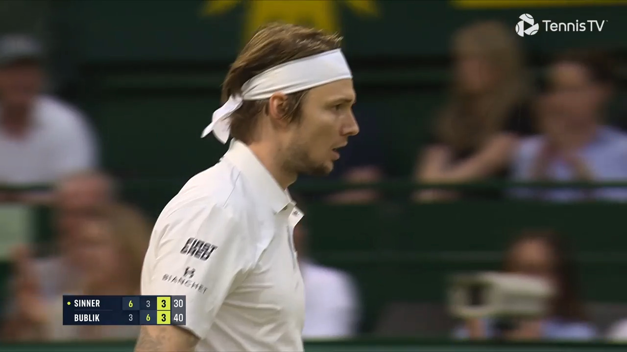 Watch Alexander Bublik's scorching pass clinch a crucial break vs. Jannik Sinner in Halle on Thursday. Watch live & on-demand at tennistv.com.