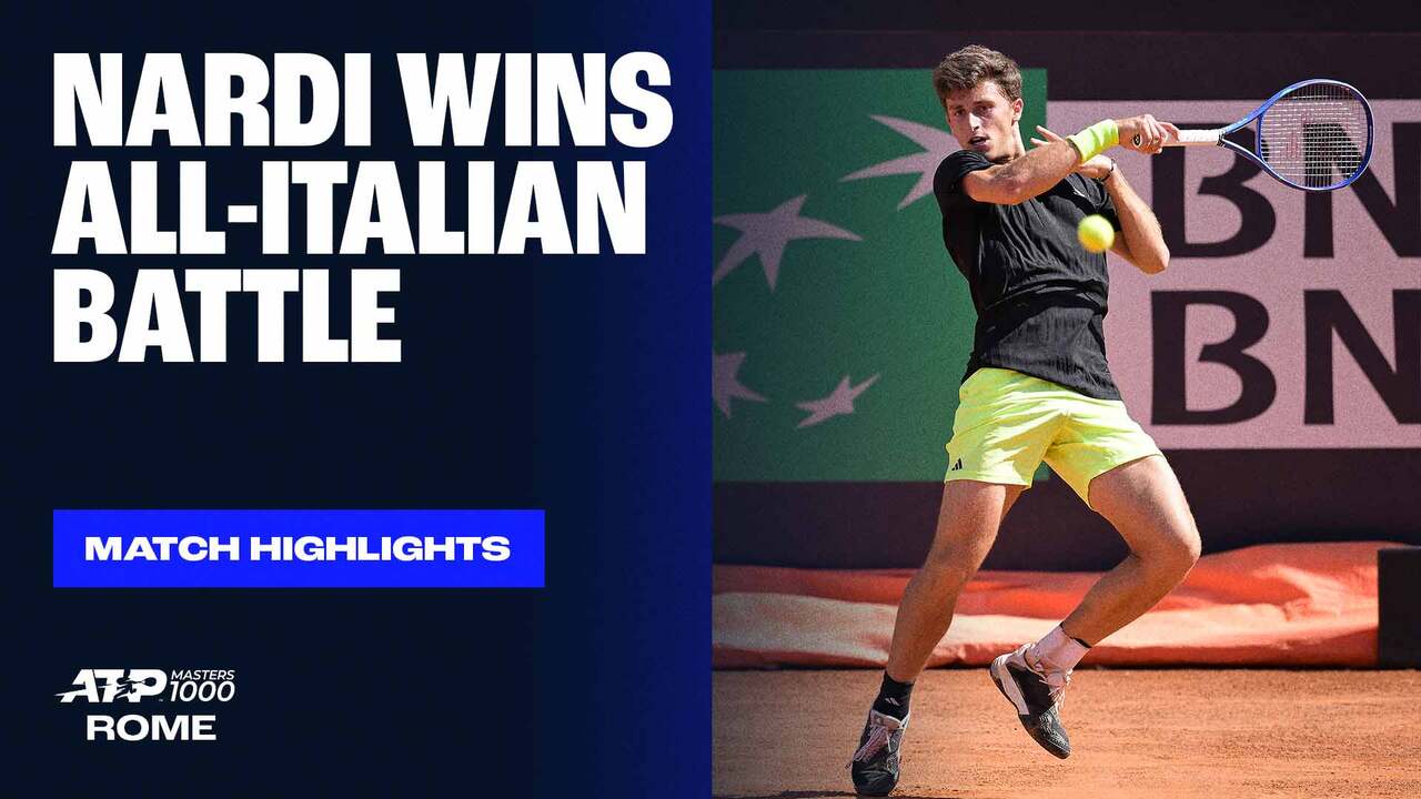 Luca Nardi wins an all-Italian battle with Flavio Cobolli in Rome. Watch live & on demand at TennisTV.com.