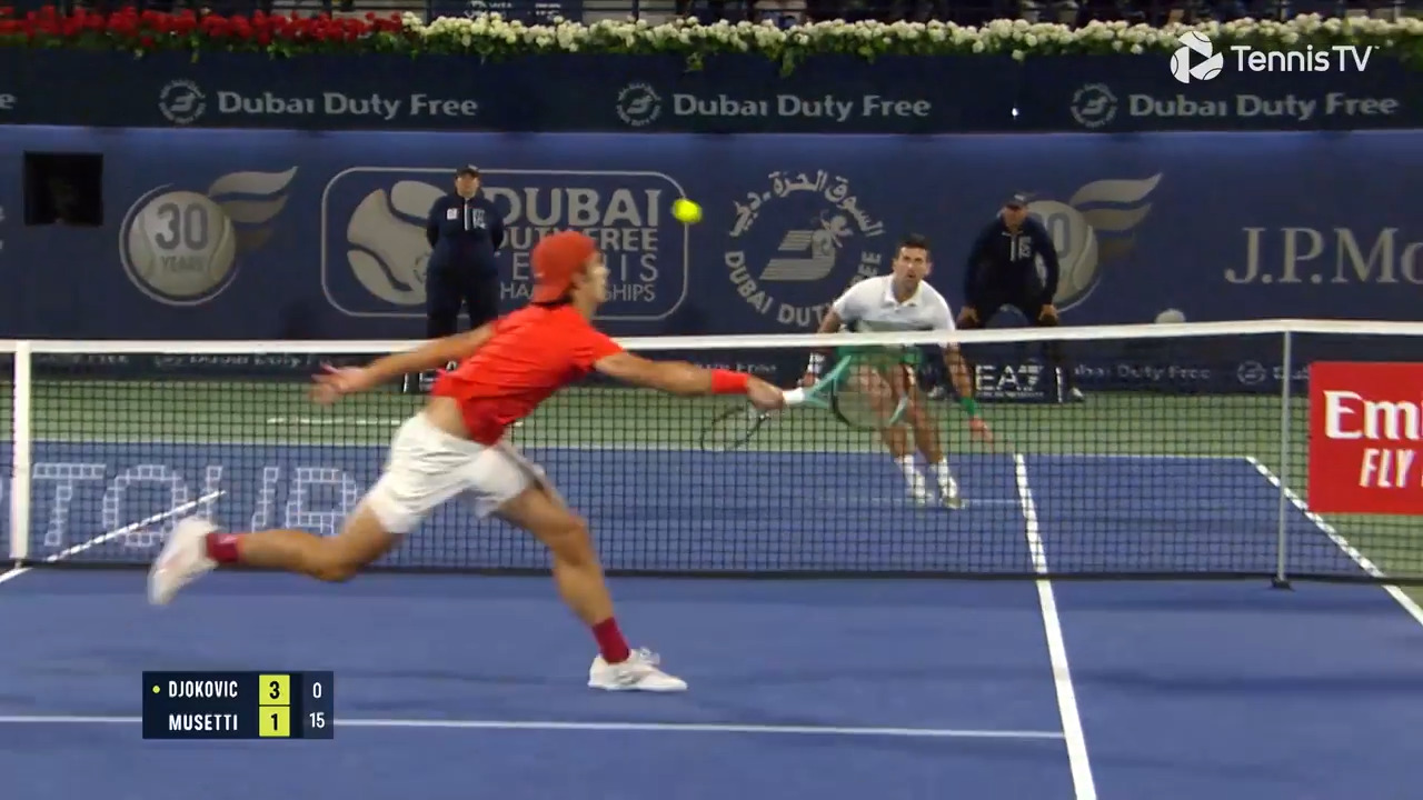 Hot Shot Musetti Magical At Net Against Djokovic In Dubai Video Search Results ATP Tour Tennis