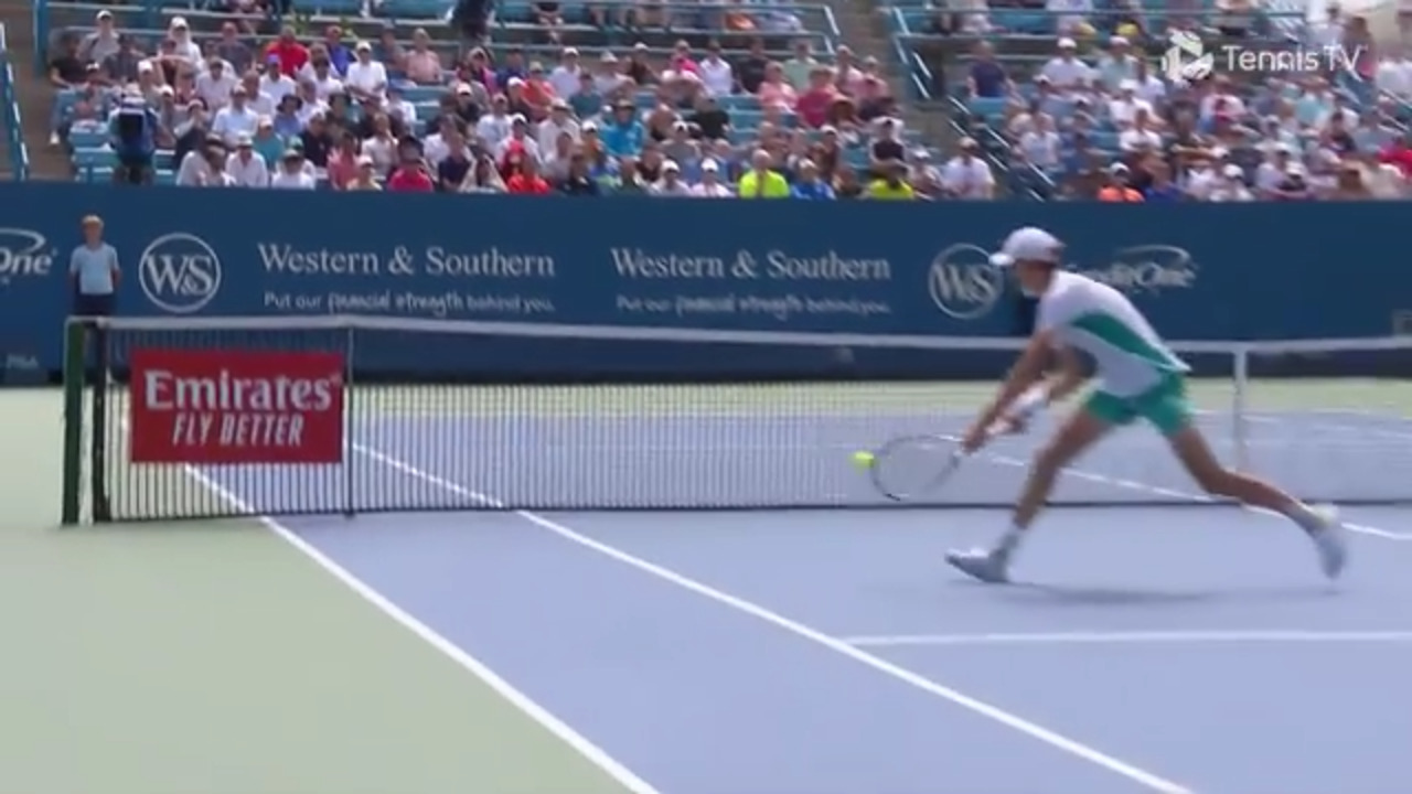 Hot Shot Ice-Cool Sinners Stunning Two-Handed Volley In Cincy Video Search Results ATP Tour Tennis