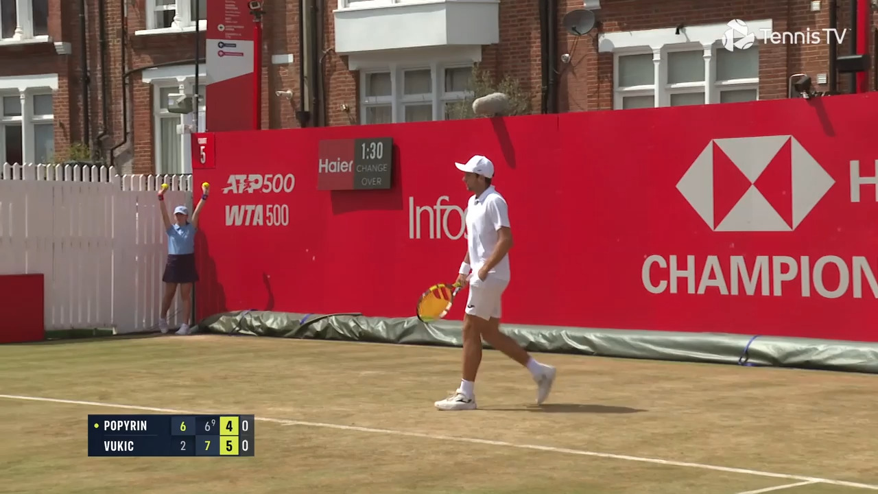 Hot Shot: Vukic follows pick-up volley with back-tracking forehand winner in Queen's Club 2025
