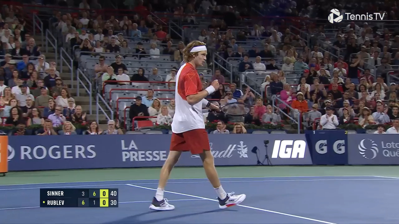 Hot Shot: Rublev red-lines to deny Sinner's break chance in Montreal 2024