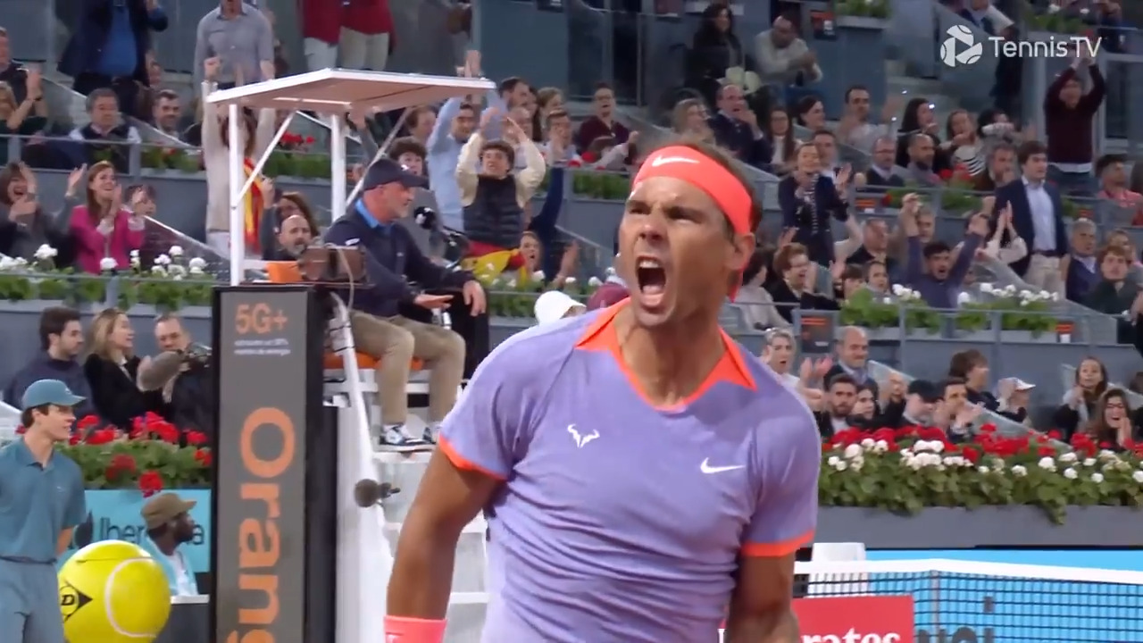 Hot Shot: Watch Nadal's blistering pass from court level in Madrid 2024
