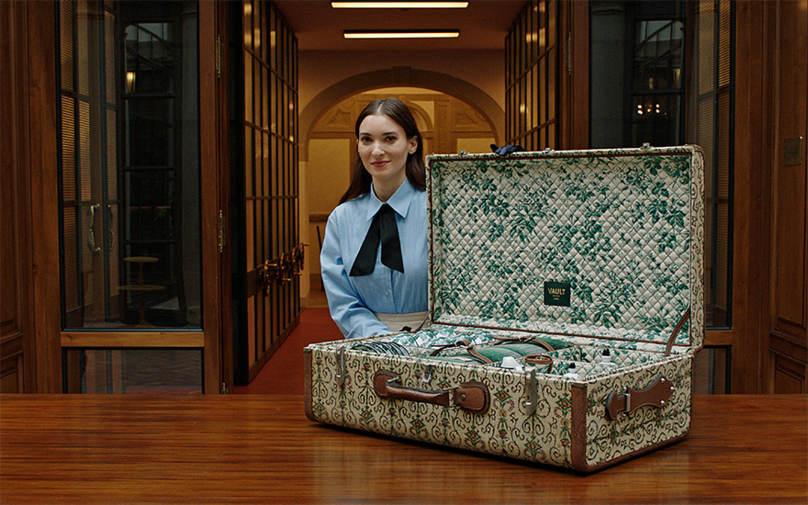 Louis Vuitton Steamer Cube Trunk Chest Antique Woven Monogram Vintage  Luggage