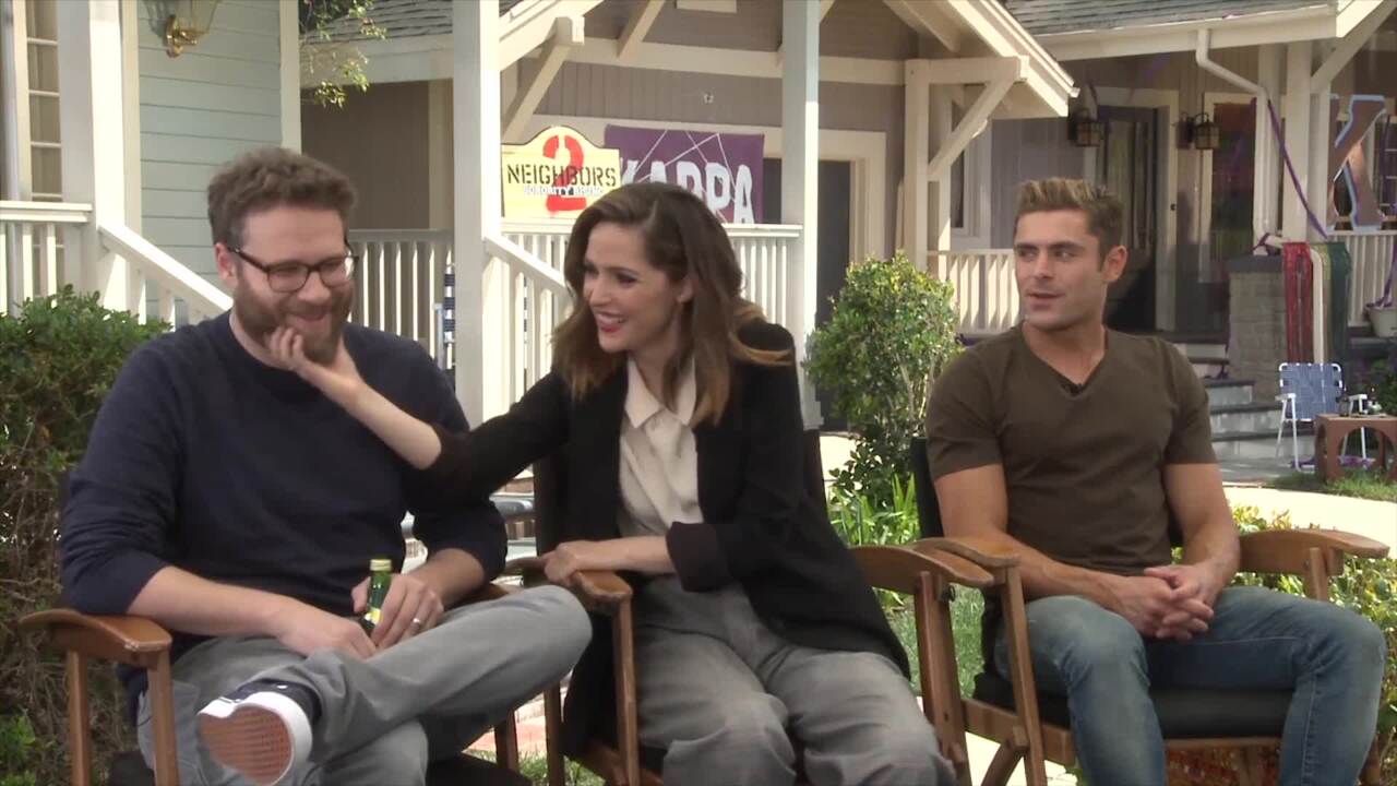 Neighbors Interview With Seth Rogen, Zac Efron, Dave Franco, Rose Byrne and  More [HD] 