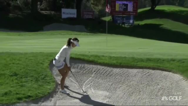 Jenny Shin Hits Great Shot from Bunker on Par-4 9th Hole in RD3 of 2016 Kia  | LPGA | Ladies Professional Golf Association
