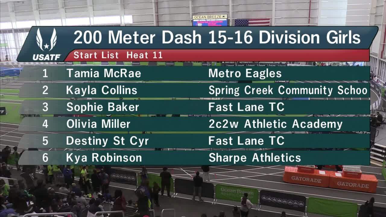 Girls 15-16 200m Prelim Heat 11 - USATF Hershey Youth Indoor Championships  2019